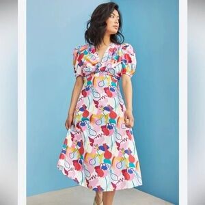 GLAMOROUS Colorful Abstract Print Puff Sleeve Women's Dress (SIZE 10)